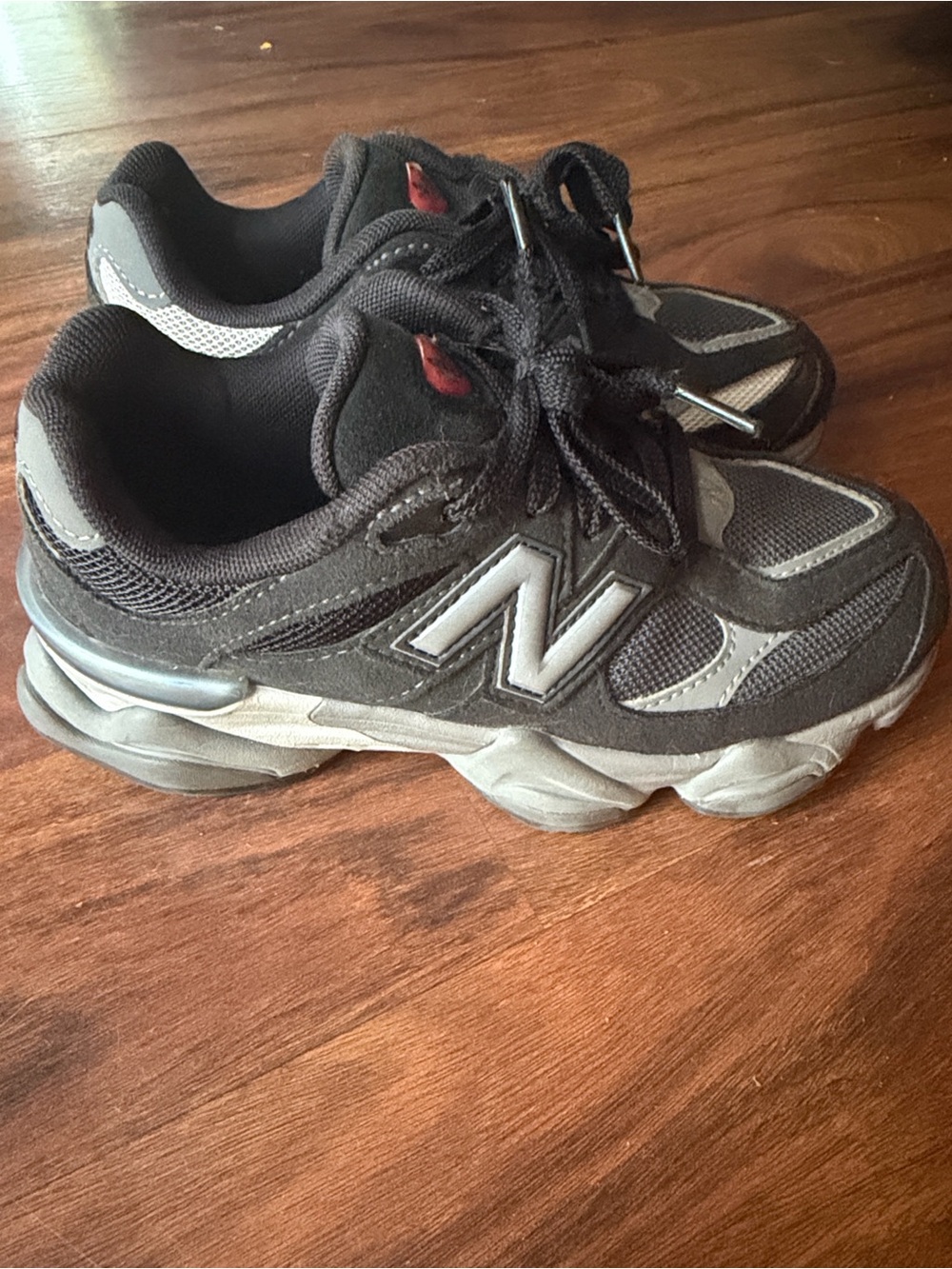 New Balance Kids Black and Gray 9060 Athletic Sneakers with Silver Accents